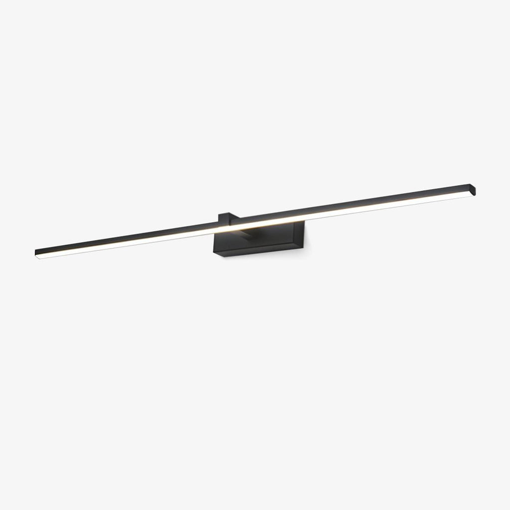 Black Linear LED Mirror Wall Light / ∅ 15.7″ x H 3.1″ / Black & Warm Light / Single