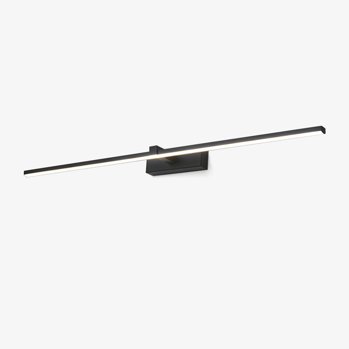 Black Linear LED Mirror Wall Light / ∅ 15.7″ x H 3.1″ / Black & Warm Light / Single