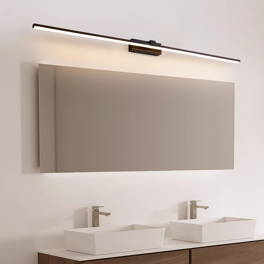 Black Linear LED Mirror Wall Light / ∅ 15.7″ x H 3.1″ / White & Warm Light / Set Of 2
