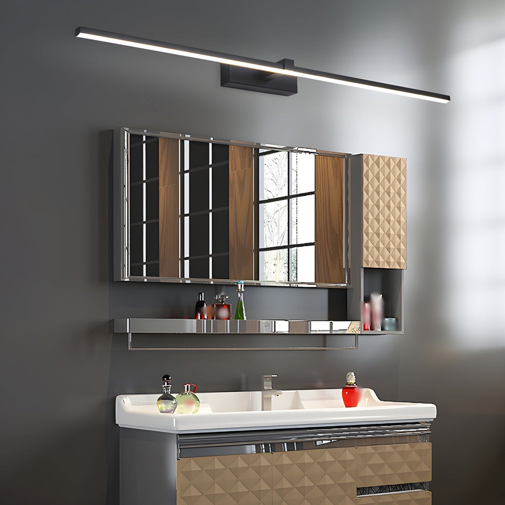 Black Linear LED Mirror Wall Light / ∅ 23.6″ x H 3.1″ / Black & Warm Light / Set Of 2