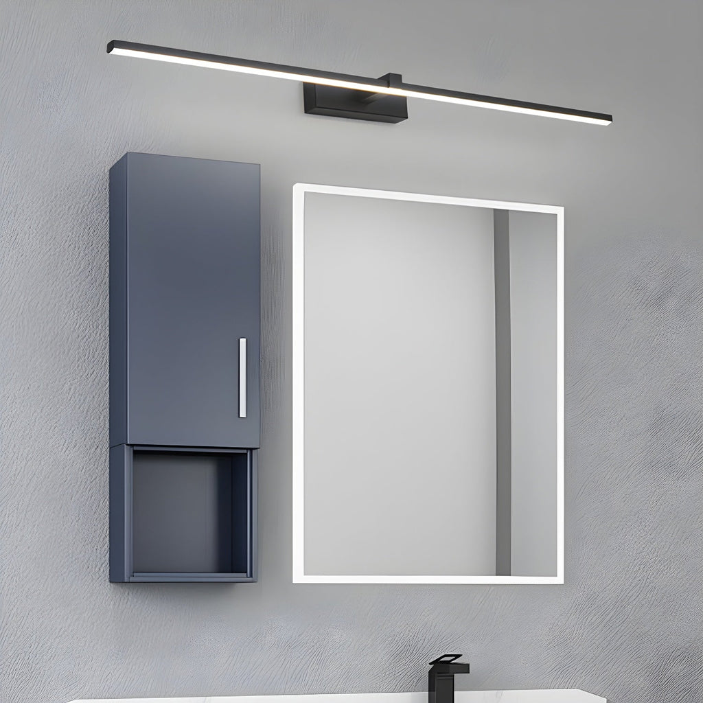 Black Linear LED Mirror Wall Light / ∅ 23.6″ x H 3.1″ / White & Warm Light / Set Of 2