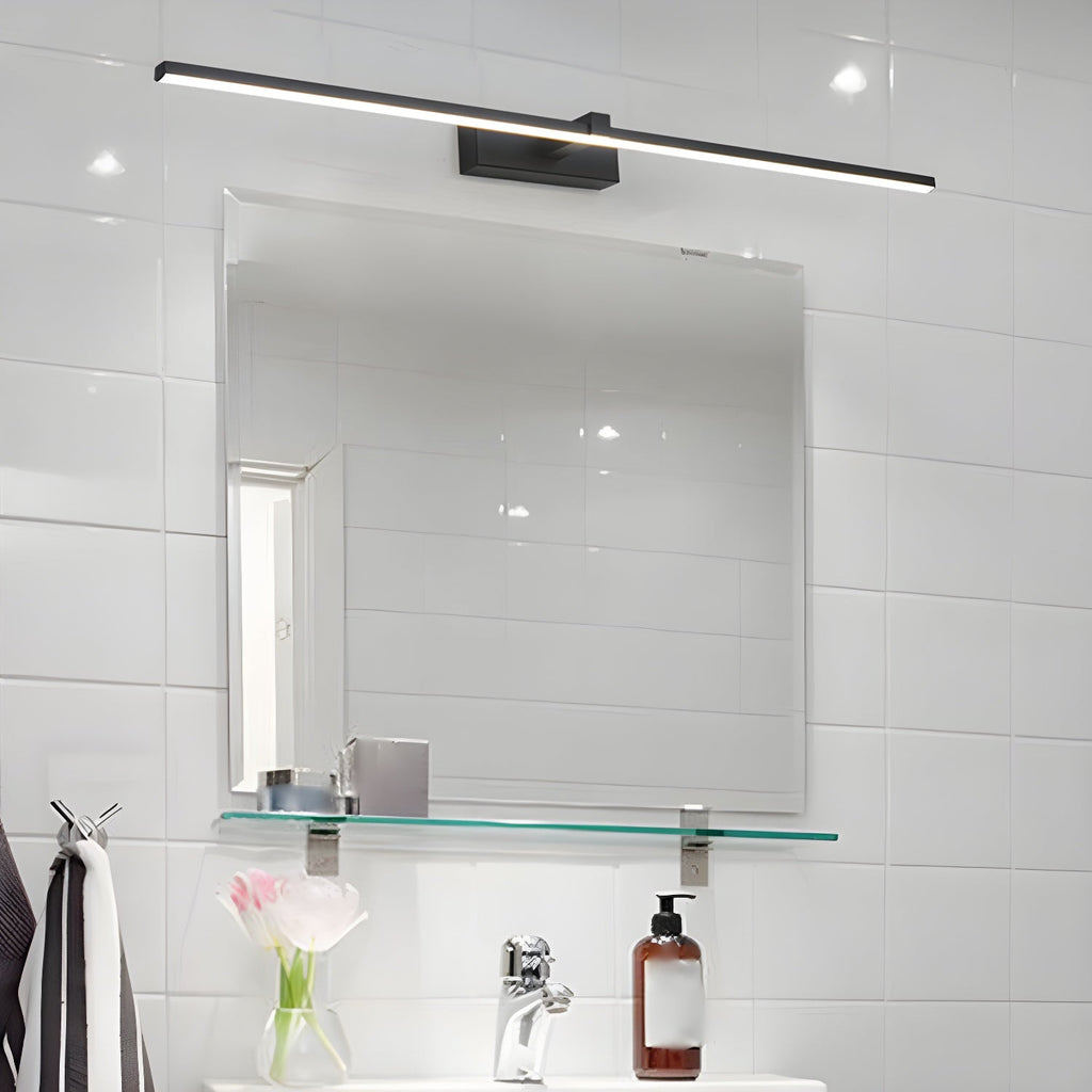 Black Linear LED Mirror Wall Light / ∅ 31.5″ x H 3.1″ / Black & Warm Light / Single