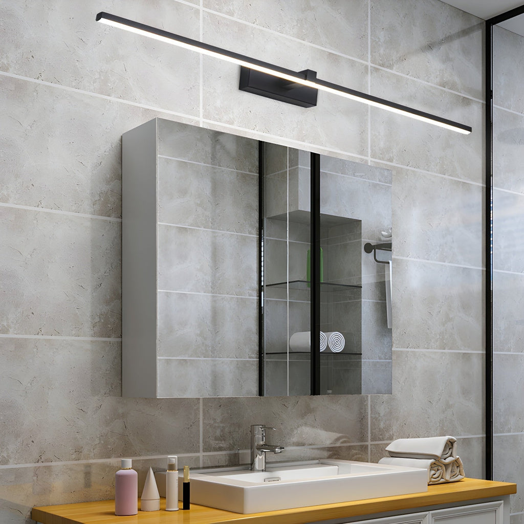 Black Linear LED Mirror Wall Light / ∅ 31.5″ x H 3.1″ / Black & Warm Light / Set Of 2