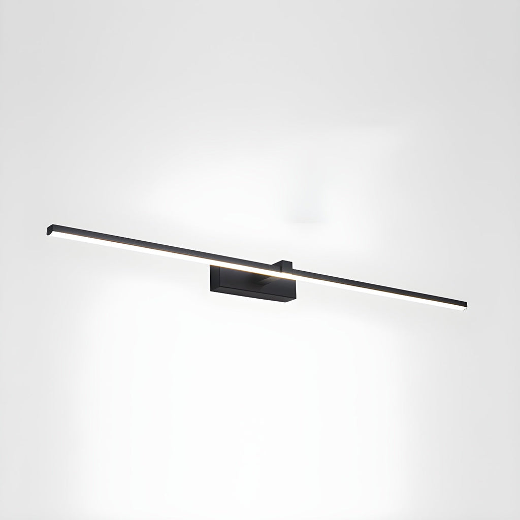 Black Linear LED Mirror Wall Light / ∅ 31.5″ x H 3.1″ / White & Warm Light / Single