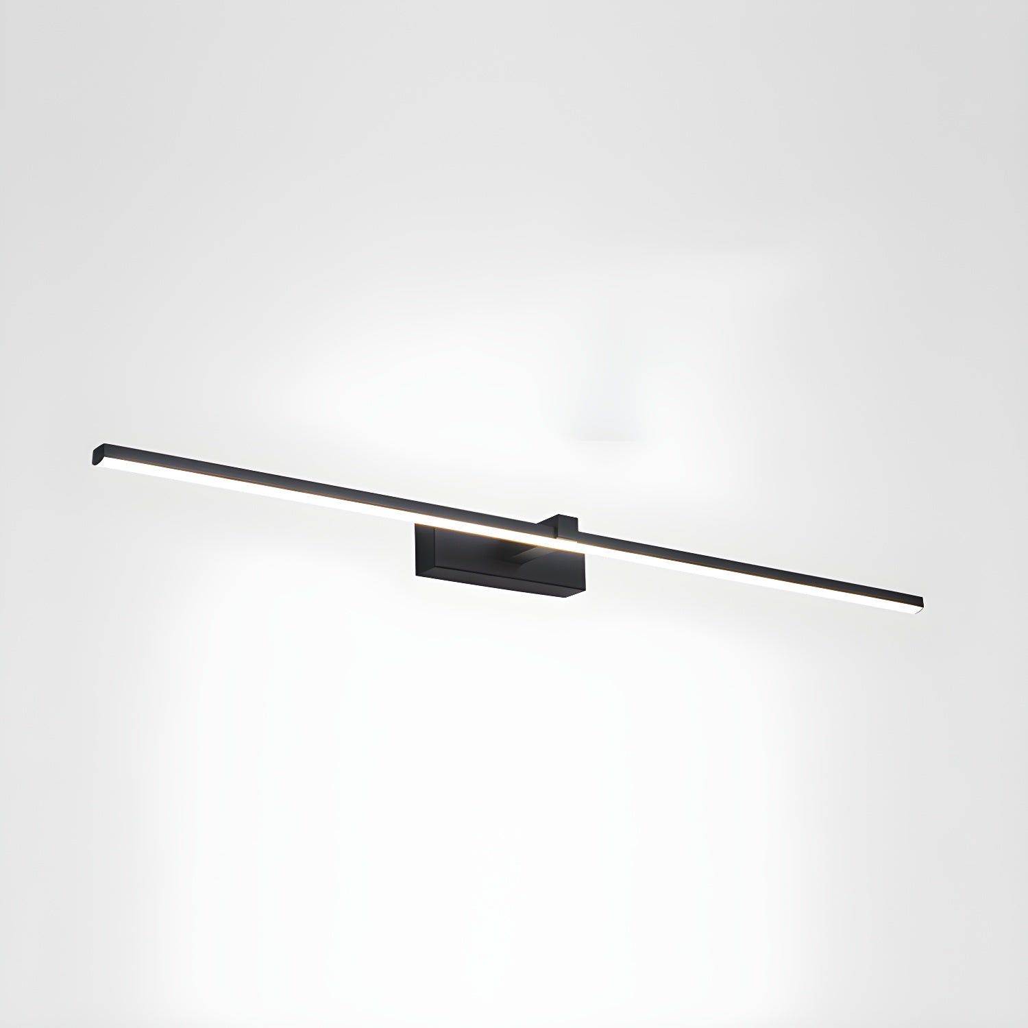Black Linear LED Mirror Wall Light / ∅ 31.5″ x H 3.1″ / White & Warm Light / Single