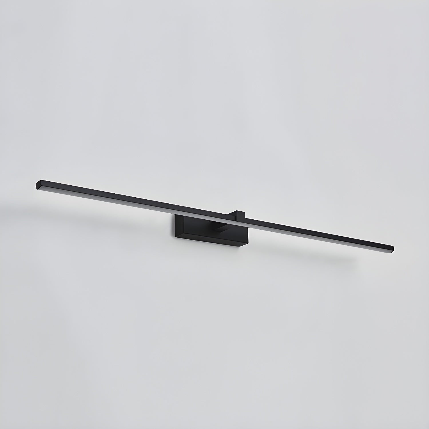Black Linear LED Mirror Wall Light / ∅ 39.4″ x H 3.1″ / Black & Warm Light / Set Of 2