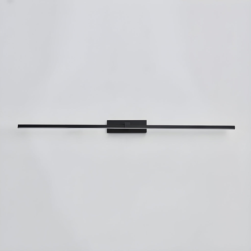 Black Linear LED Mirror Wall Light / ∅ 39.4″ x H 3.1″ / White & Warm Light / Single