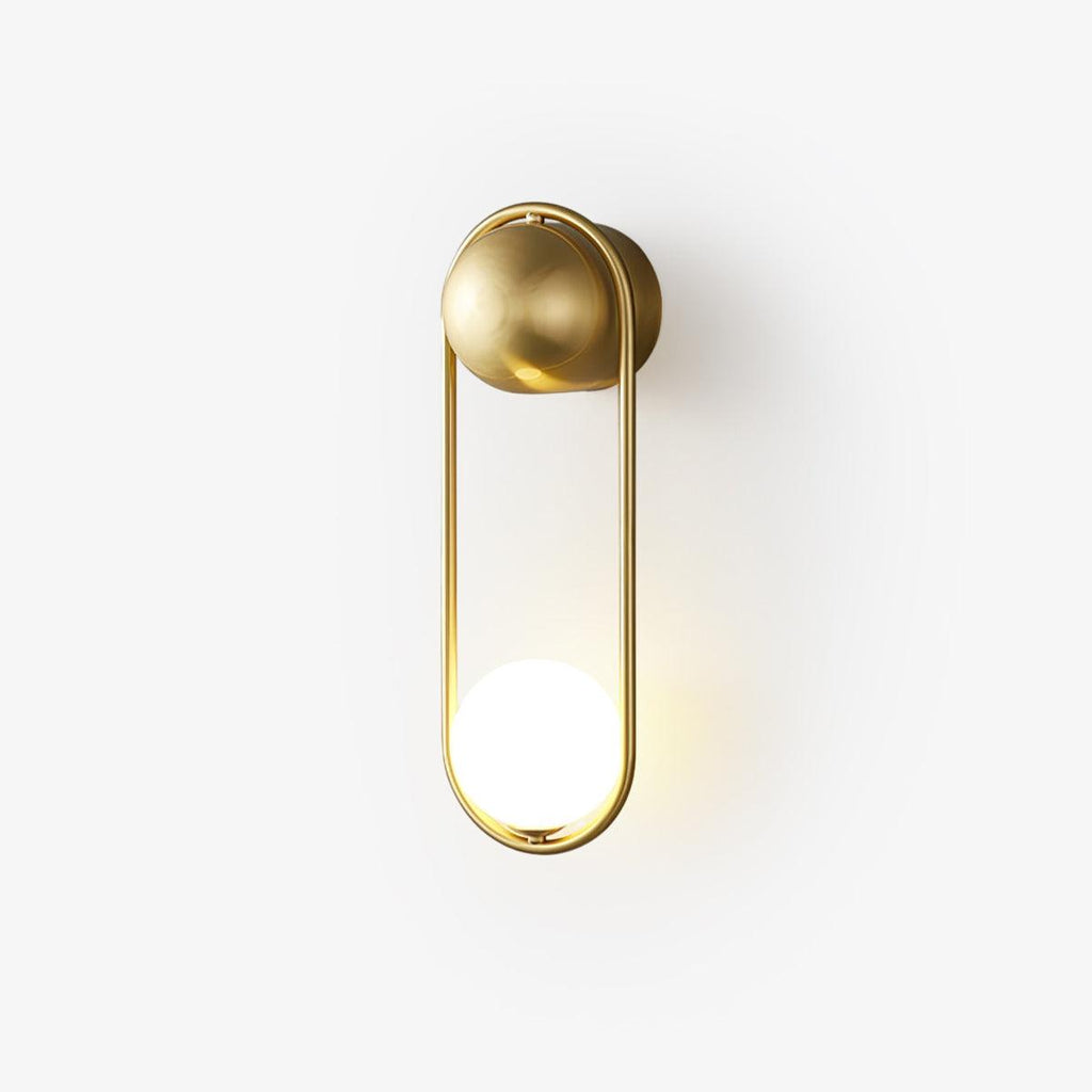 Brass Glass Globe Wall Light / ∅ 5.9″ x H 18.1″  / Dia 15cm x H 46cm / Brass & White