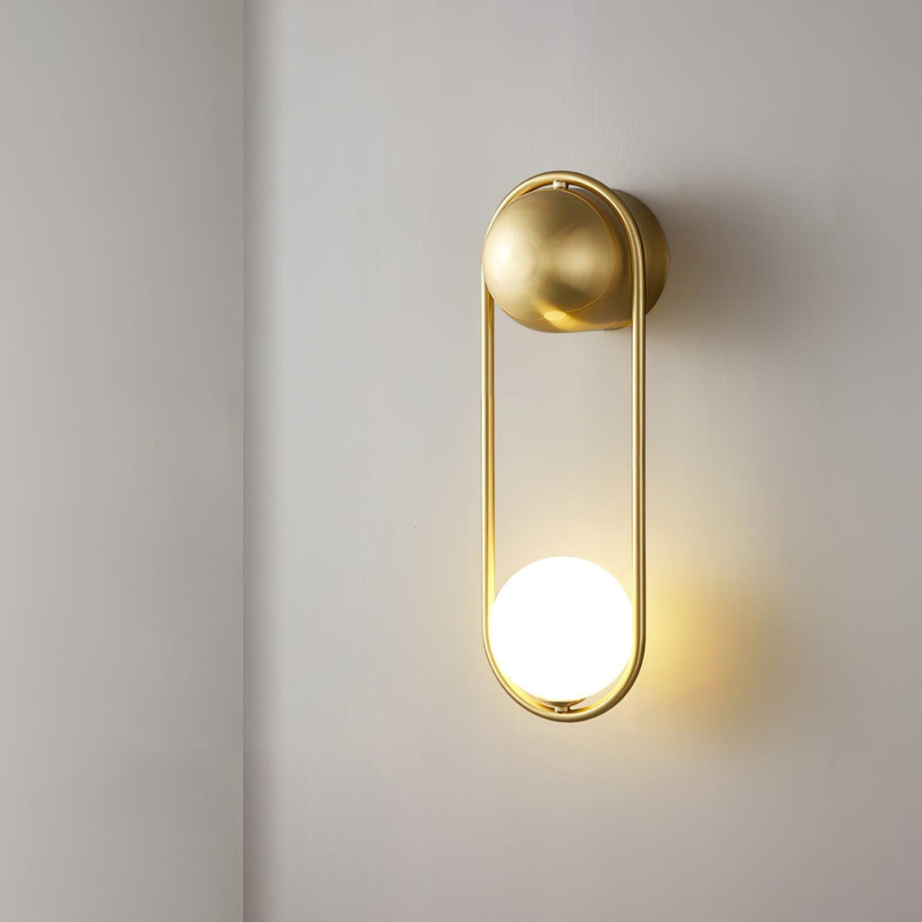 Brass Glass Globe Wall Light / ∅ 5.9″ x H 18.1″  / Dia 15cm x H 46cm / Black & White