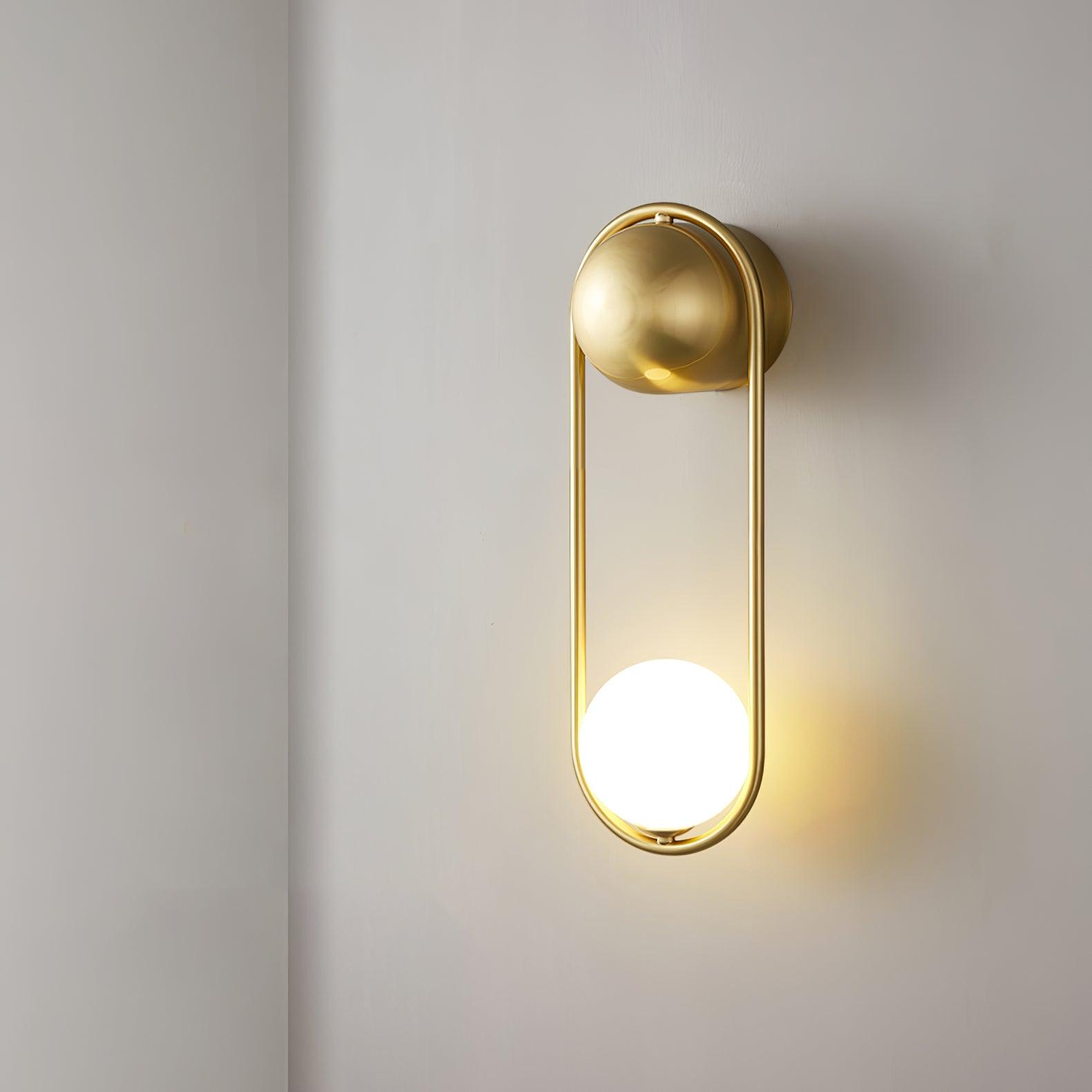 Brass Glass Globe Wall Light / ∅ 5.9″ x H 18.1″  / Dia 15cm x H 46cm / Black & White