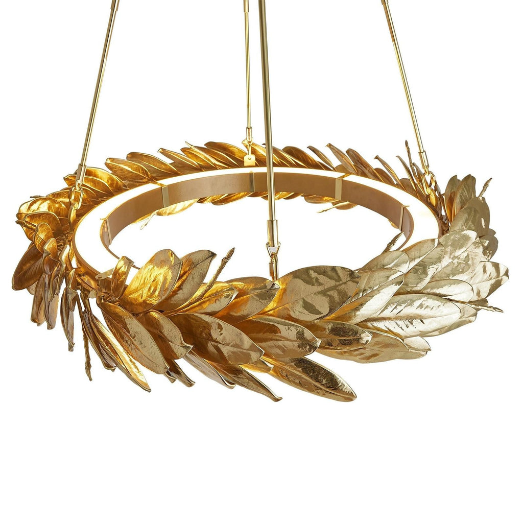 Cast Brass Laurel Wreath Chandelier / Brass