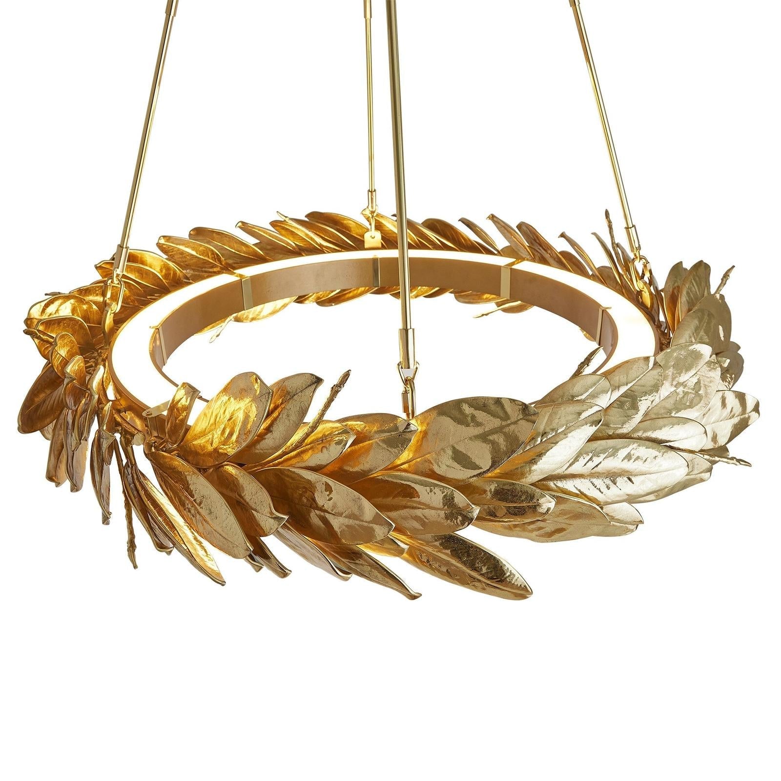 Cast Brass Laurel Wreath Chandelier / Brass