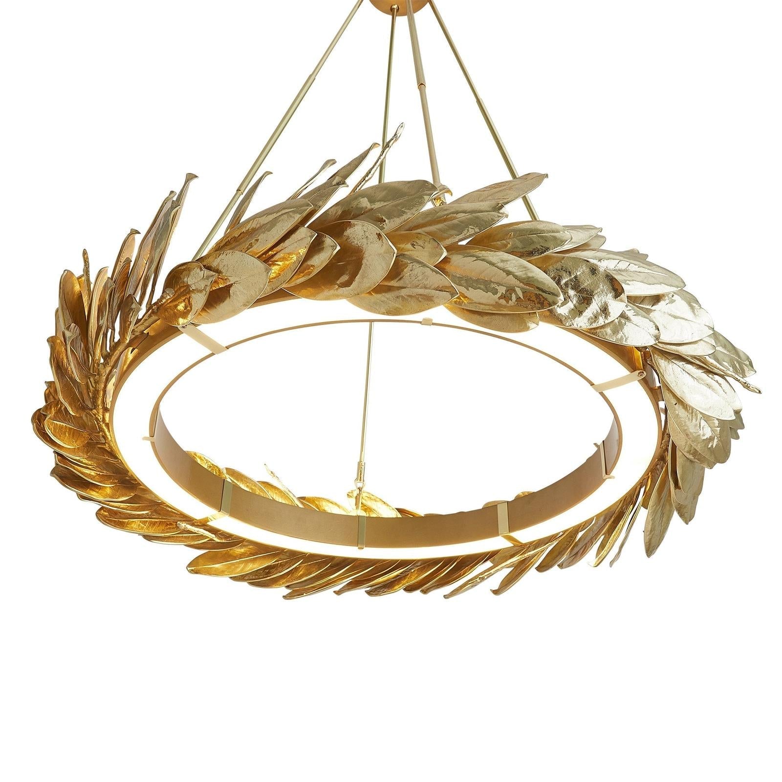 Cast Brass Laurel Wreath Chandelier