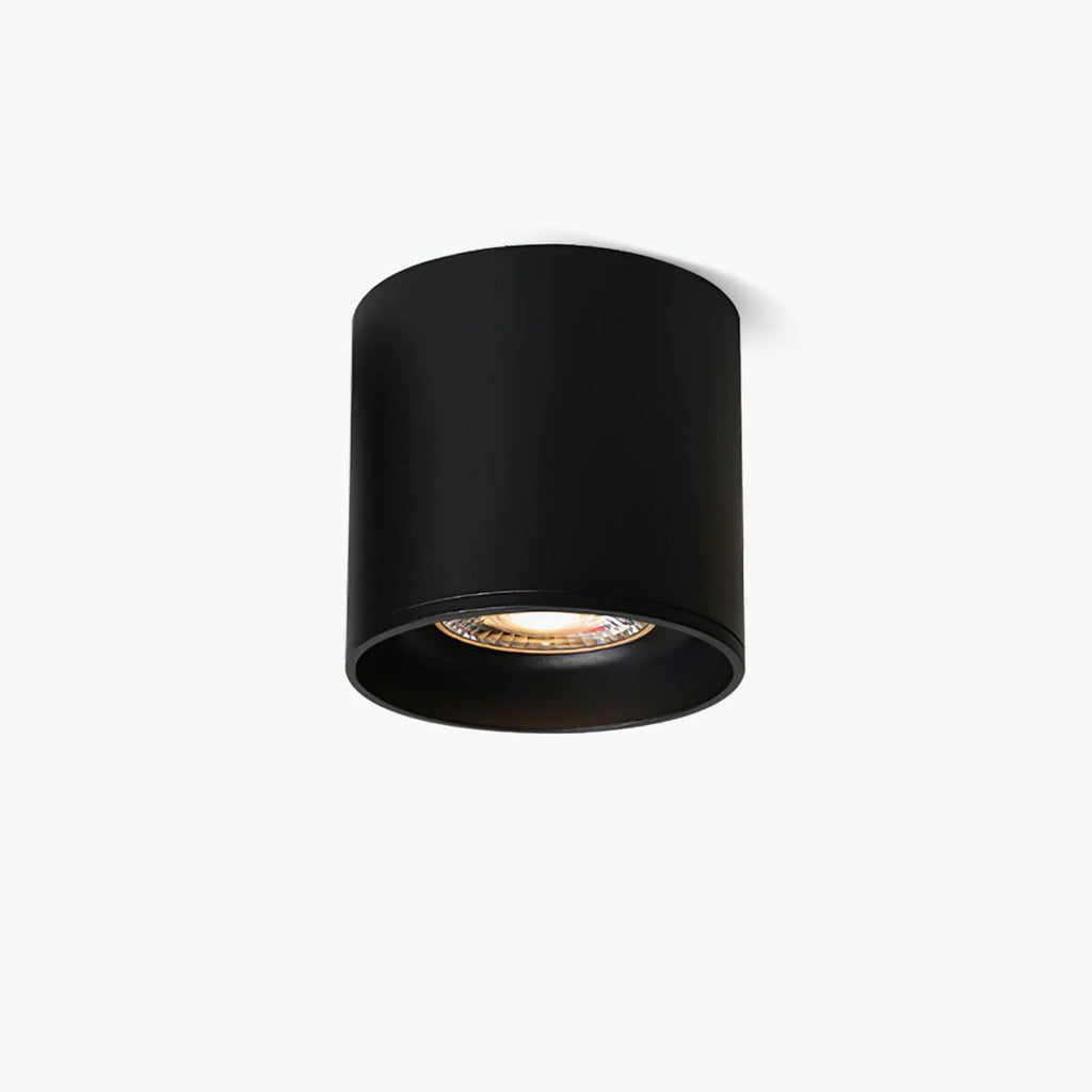 Compact Ridged LED Ceiling Light / ∅ 3.1″ x H 3.3″ / Dia 8cm x H 8.5cm / Black / Warm Light