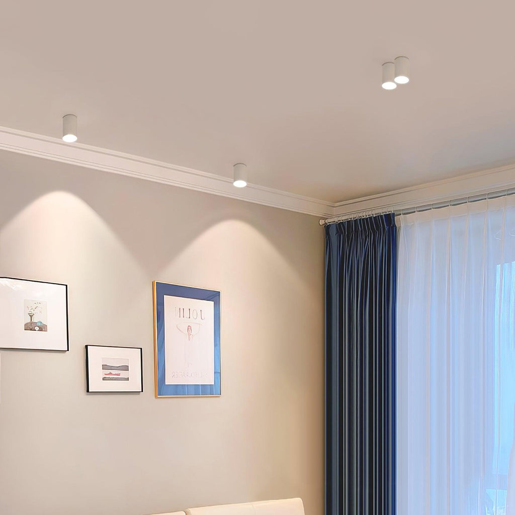 Compact Ridged LED Ceiling Light / ∅ 3.1″ x H 3.3″ / Dia 8cm x H 8.5cm / White / Warm Light