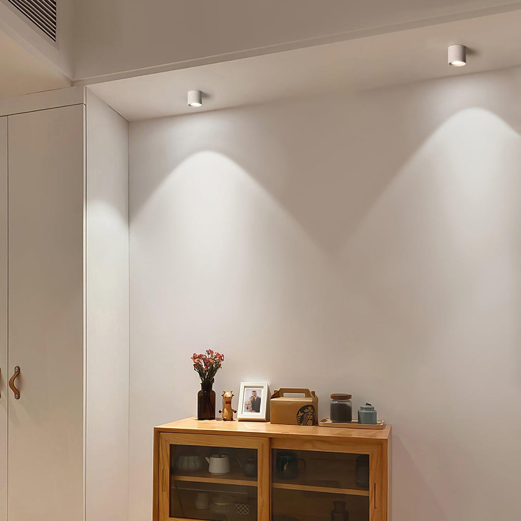 Compact Ridged LED Ceiling Light / ∅ 3.1″ x H 3.3″ / Dia 8cm x H 8.5cm / White / Cool Light