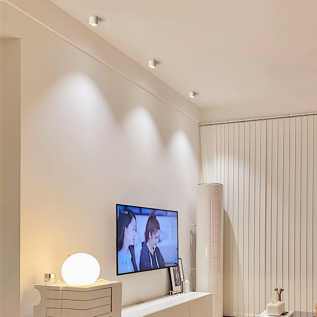 Compact Ridged LED Ceiling Light / Set of 5 / White / Warm Light