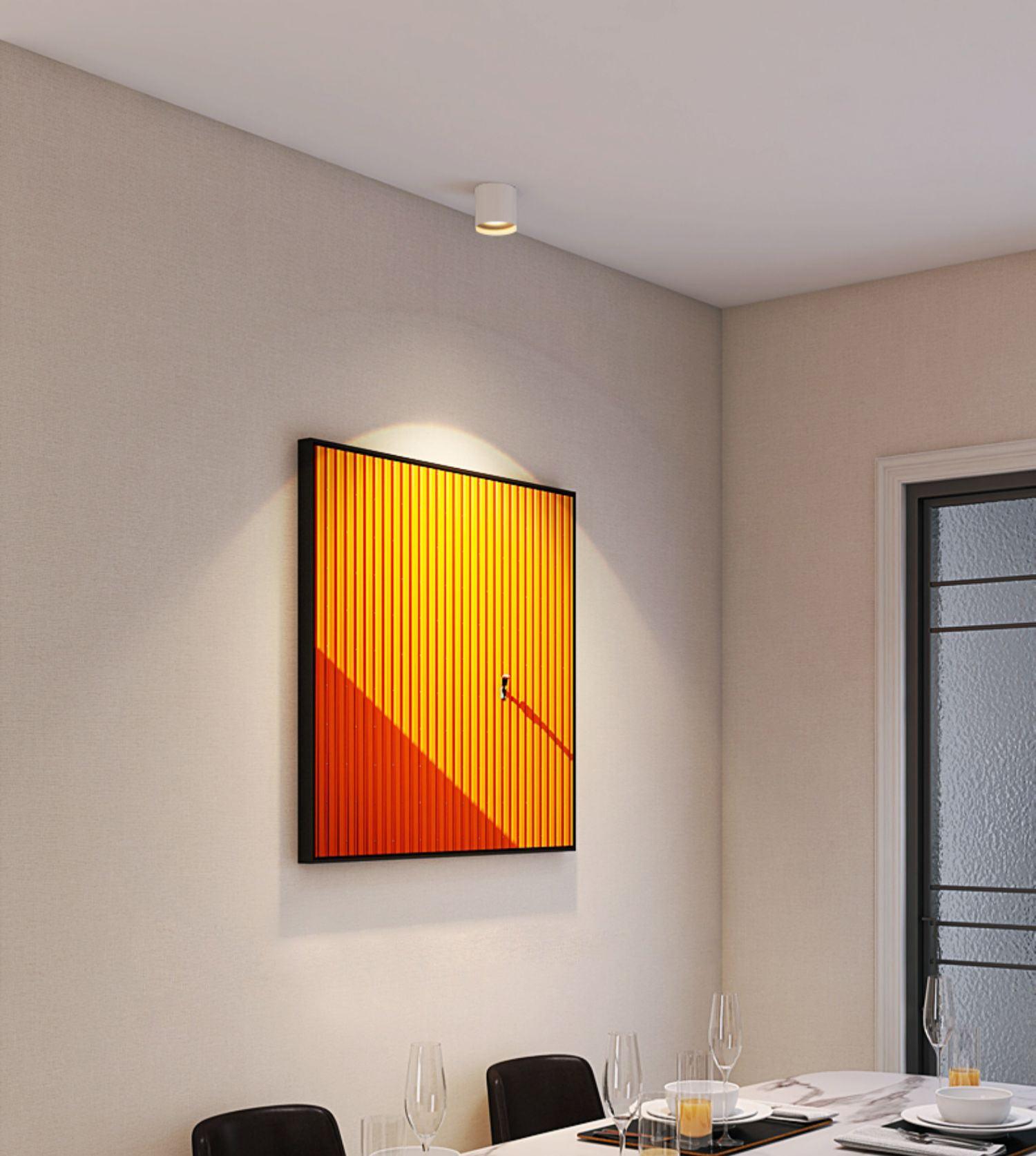 Compact Ridged LED Ceiling Light / Set of 10 / White / Warm Light