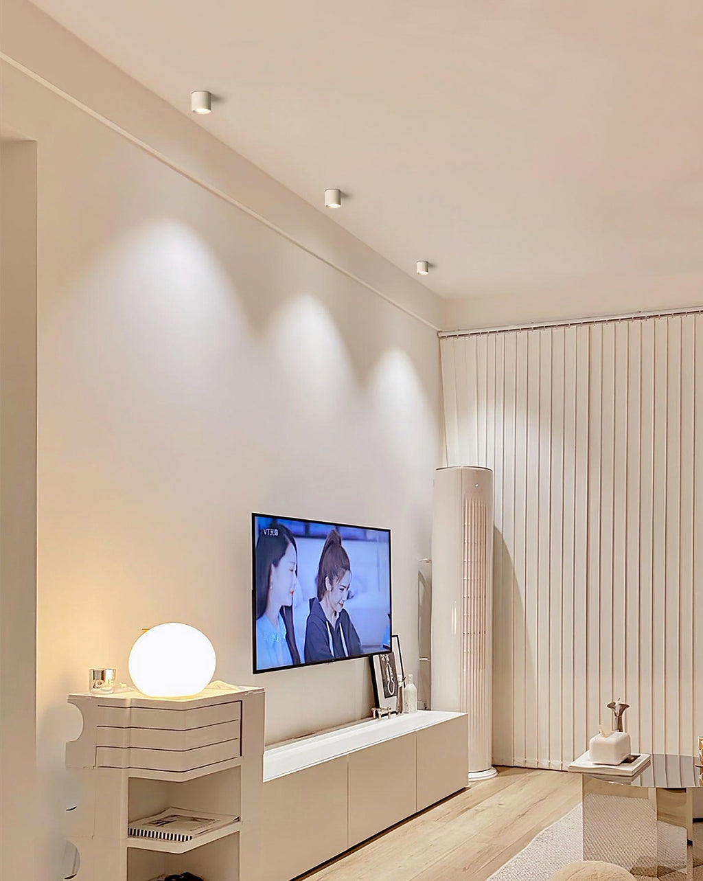Compact Ridged LED Ceiling Light / Set of 10 / White / Cool Light