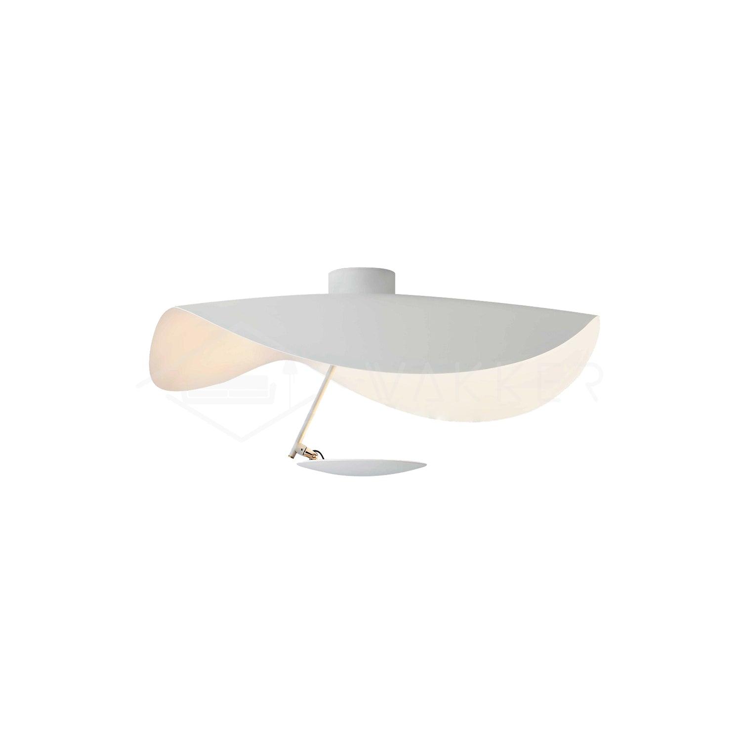 Curved Disc LED Ceiling Light / ∅ 23.6″ x H 13.8″ / Dia 60cm x H 35cm / Black+Gold / Cool Light
