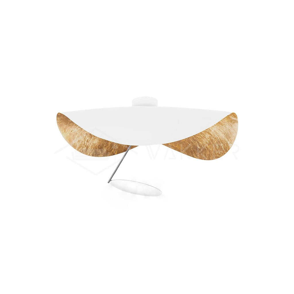 Curved Disc LED Ceiling Light / ∅ 23.6″ x H 13.8″ / Dia 60cm x H 35cm / Black+Gold / Neutral Light