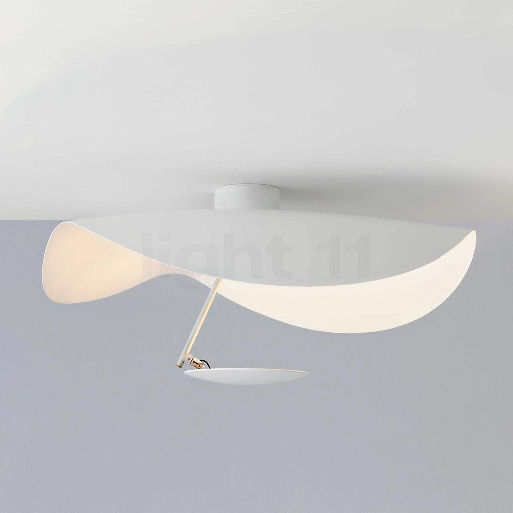 Curved Disc LED Ceiling Light / ∅ 15.7″ x H 12.2″ / Dia 40cm x H 31cm / White+Gold / Neutral Light