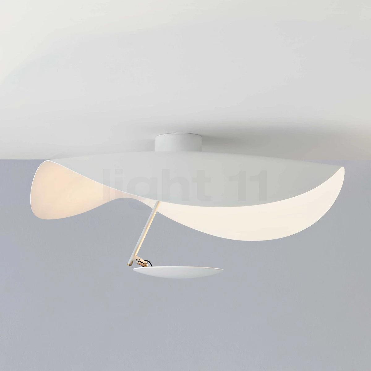 Curved Disc LED Ceiling Light / ∅ 15.7″ x H 12.2″ / Dia 40cm x H 31cm / White+Gold / Neutral Light