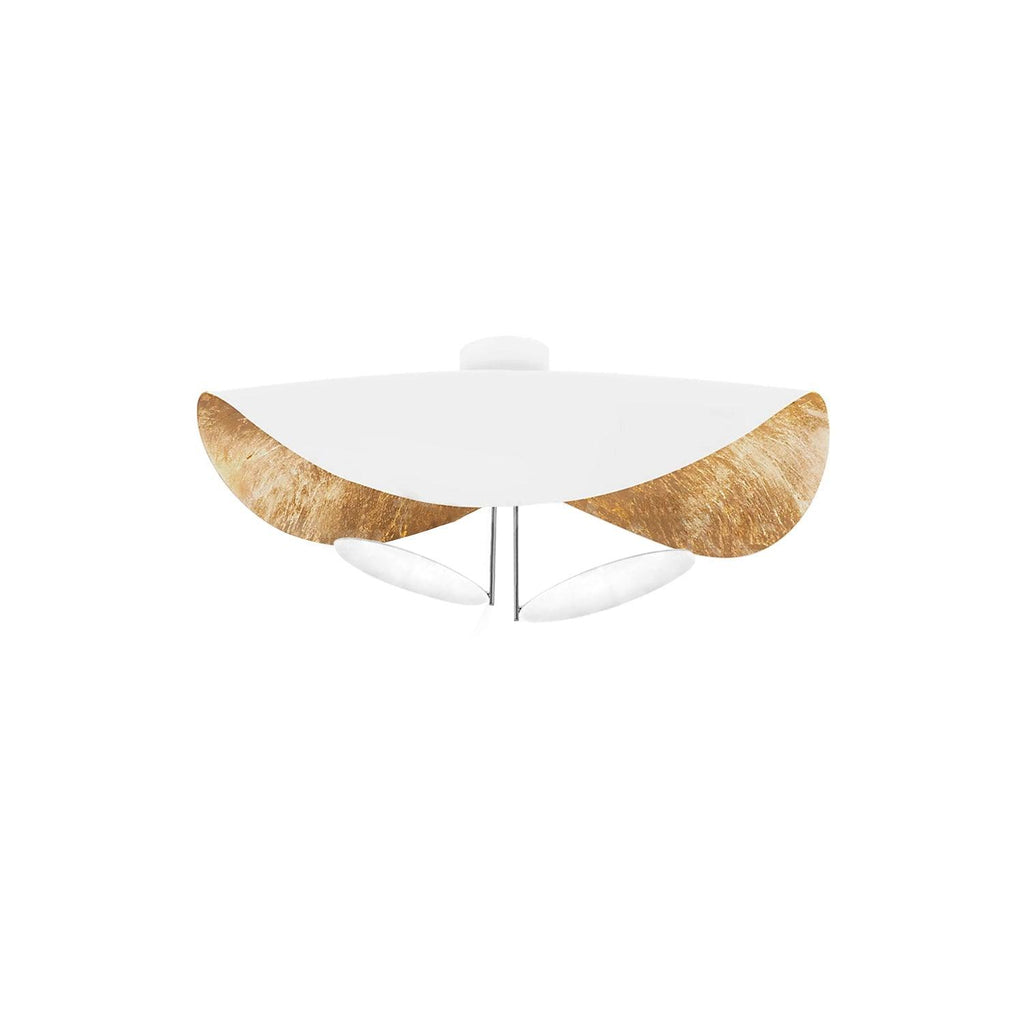 Curved Disc LED Ceiling Light / ∅ 23.6″ x H 13.8″ / Dia 60cm x H 35cm / White / Warm Light