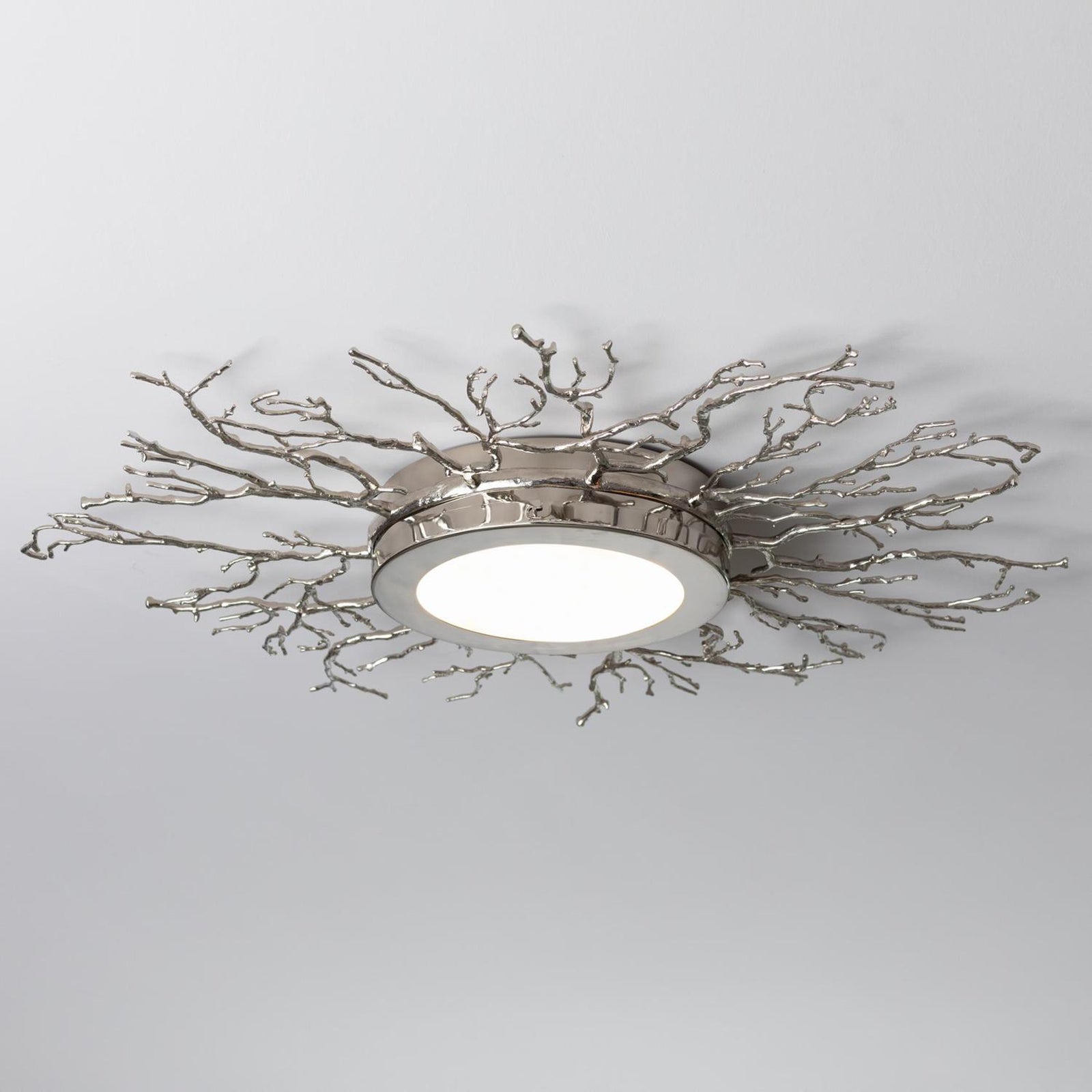 Hand-Polished Brass Twig Ceiling Light / Nickel