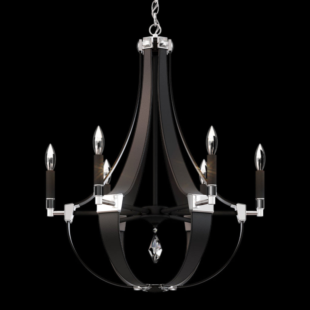 Leather Teardrop Crystal Chandelier / Black