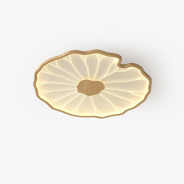 Lotus Leaf Wood-Look LED Ceiling Light / ∅ 11.8″ x H 1.6″ / Dia 30cm x H 4cm / Hydrographic Nature Wood Grain Finish / Warm Light