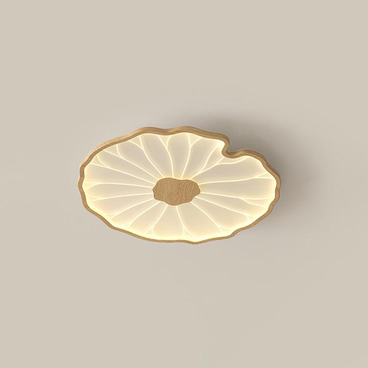 Lotus Leaf Wood-Look LED Ceiling Light / L 53.1″ x W 33.5″ x H 2.4″ / L 135cm x W 85cm x H 6cm / Hydrographic Nature Wood Grain Finish / Cool Light