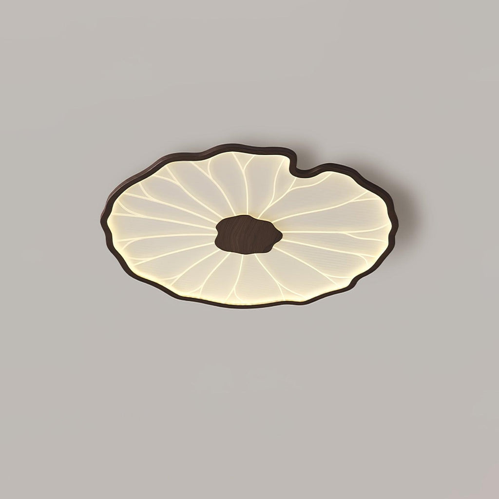 Lotus Leaf Wood-Look LED Ceiling Light / L 53.1″ x W 33.5″ x H 2.4″ / L 135cm x W 85cm x H 6cm / Hydrographic Nature Wood Grain Finish / Warm Light