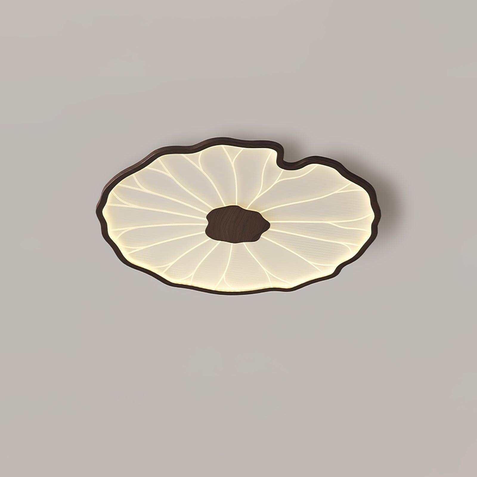 Lotus Leaf Wood-Look LED Ceiling Light / L 53.1″ x W 33.5″ x H 2.4″ / L 135cm x W 85cm x H 6cm / Hydrographic Nature Wood Grain Finish / Warm Light