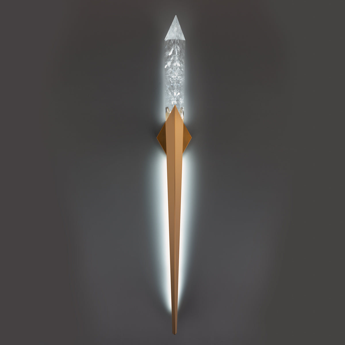 Quartz Crystal Spear Wall Light / Aged Brass
