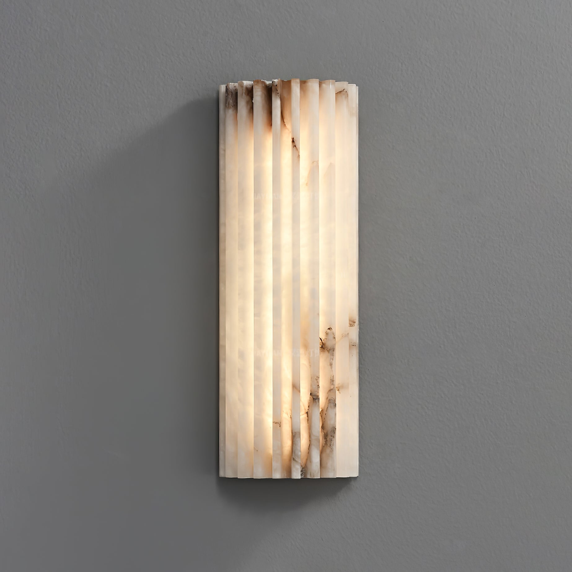 Ribbed Alabaster LED Wall Light / L 3.9″ x W 1.9″ x H 11.8″ / White / Triac Dimmable Warm Light