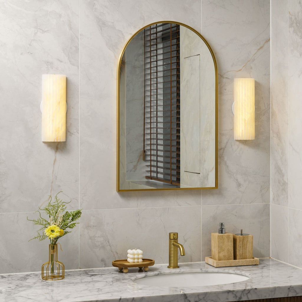 Ribbed Alabaster LED Wall Light