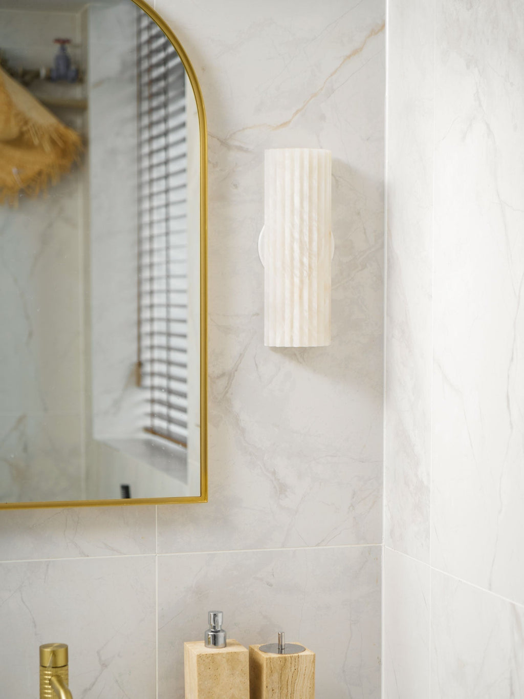Ribbed Alabaster LED Wall Light