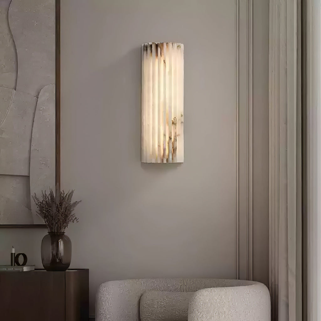 Ribbed Alabaster LED Wall Light