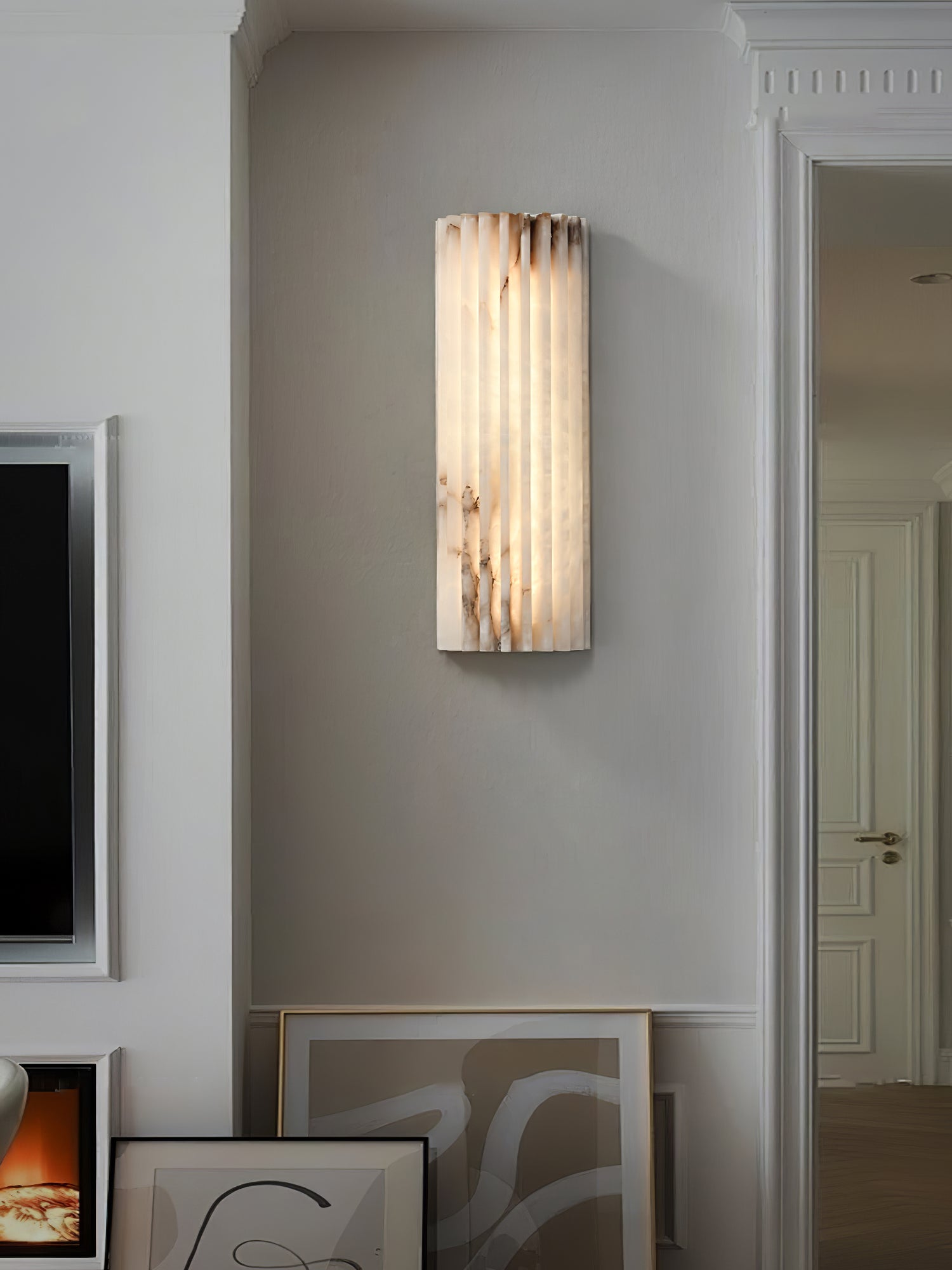 Ribbed Alabaster LED Wall Light