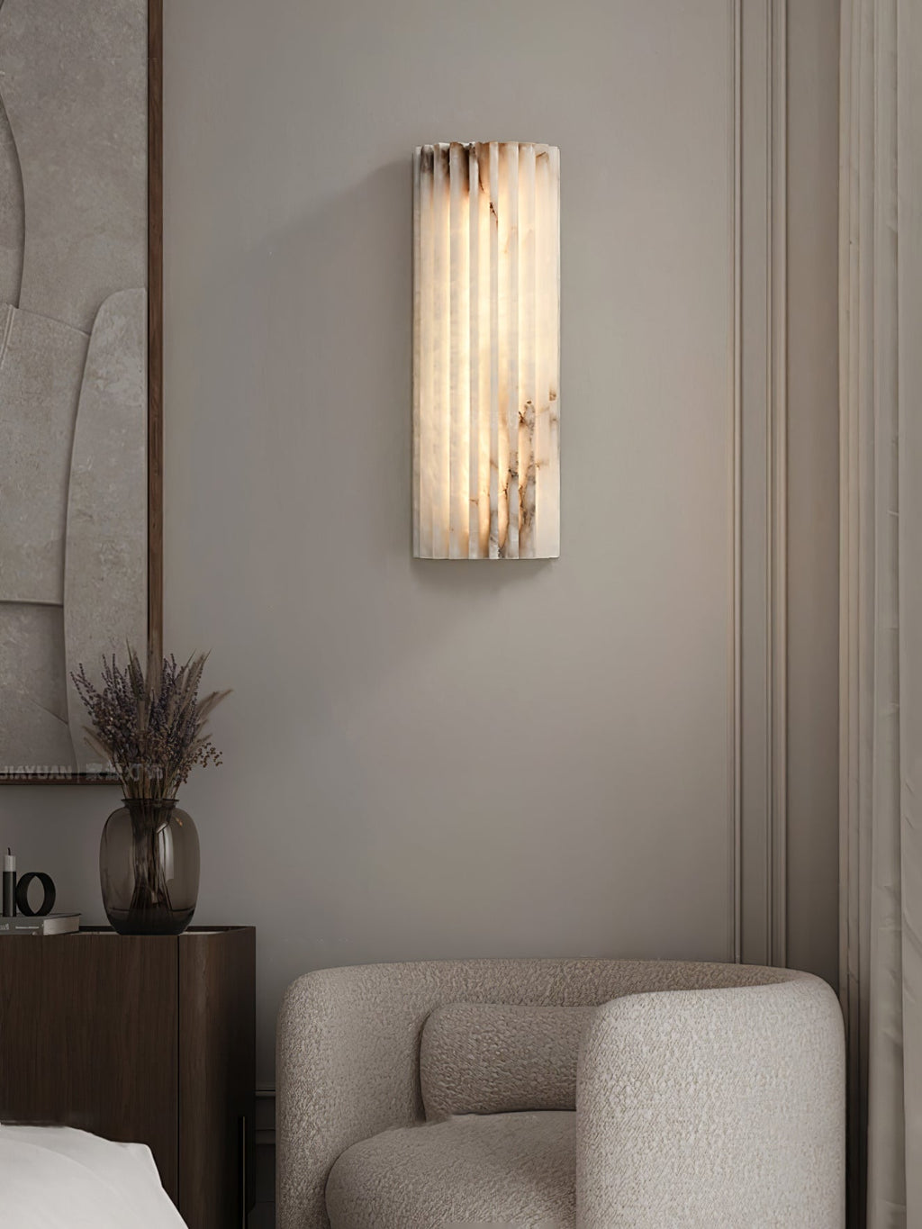 Ribbed Alabaster LED Wall Light