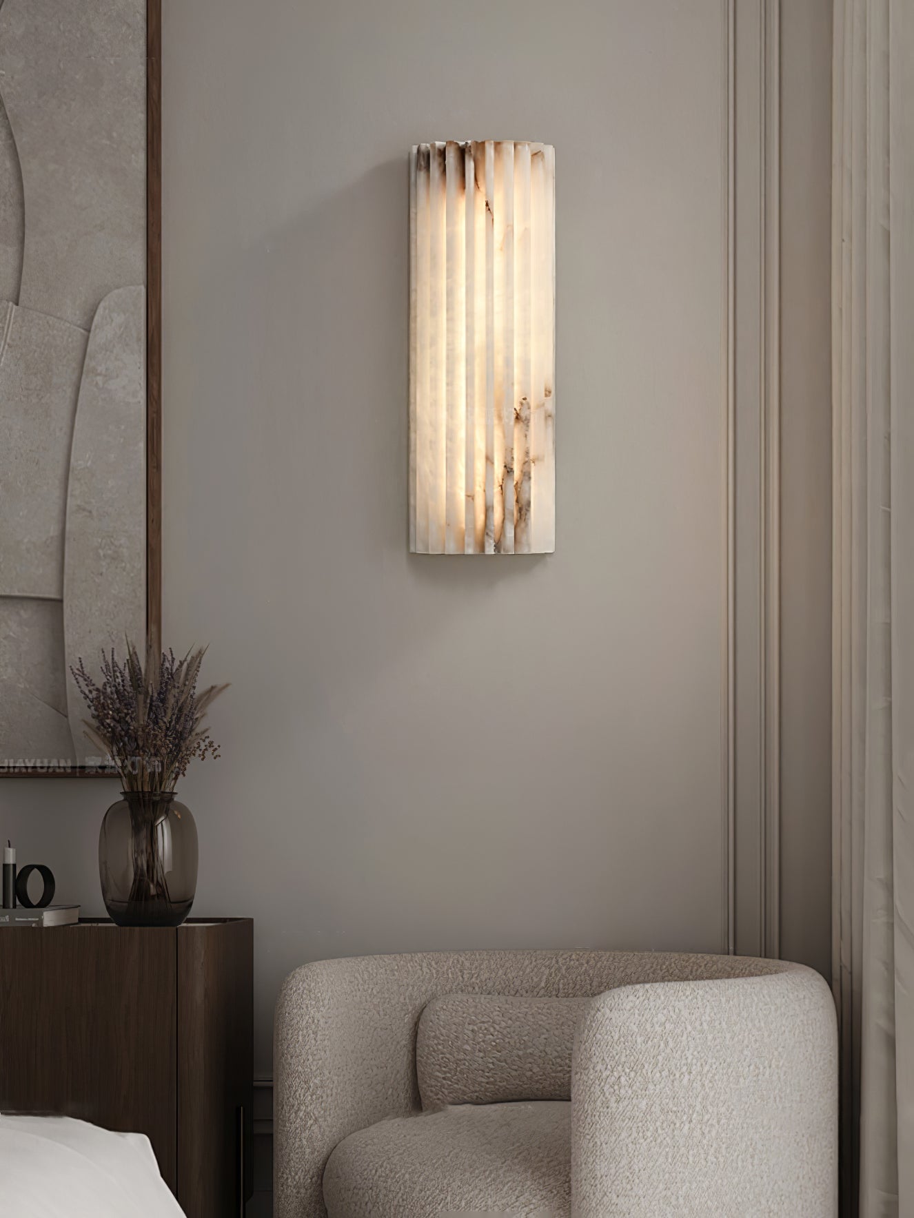 Ribbed Alabaster LED Wall Light