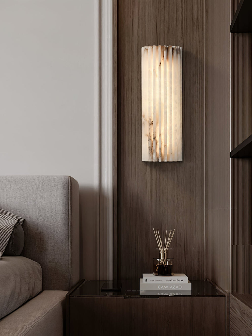 Ribbed Alabaster LED Wall Light