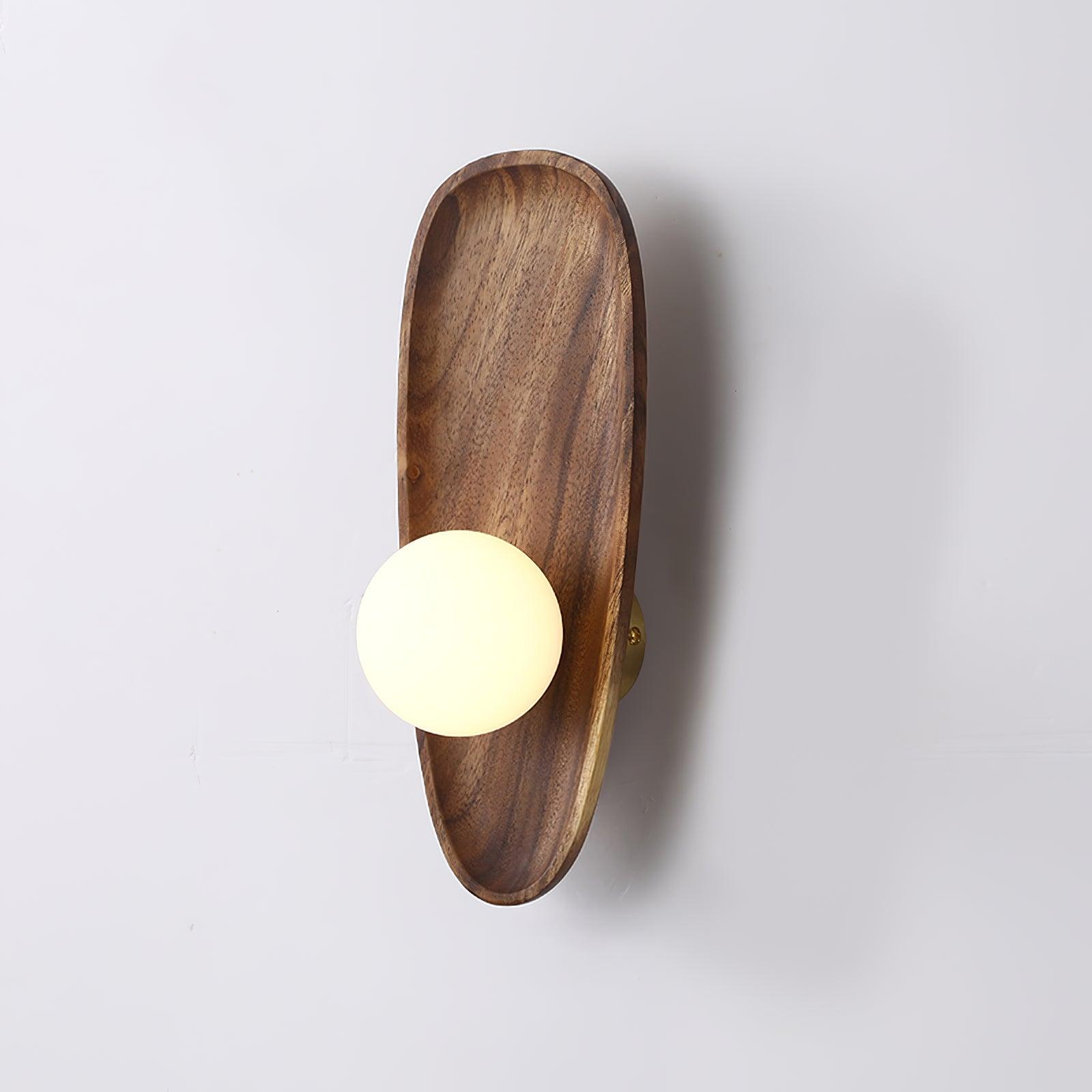 Walnut Wood Glass Globe Wall Light