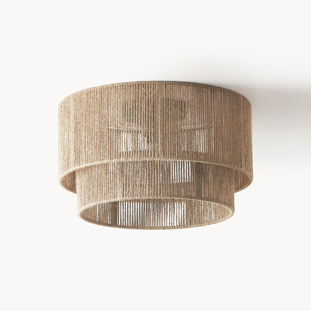 Woven Hemp Rope Drum Ceiling Light / ∅ 19.7″ x H 12.2″ / Dia 50cm x H 31cm / Brown